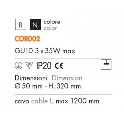 ROSSINI ILLUMINAZIONE COR002B CORVINA SOSPENSIONE IN METALLO LACCATO GU10 3X35W