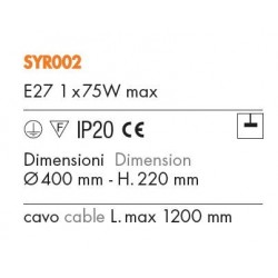 ROSSINI ILLUMINAZIONE SYR002 SIRAH SOSPENSIONE IN VETRO CRISTALLO CON FILI D'ARGENTO  E27 1X75W