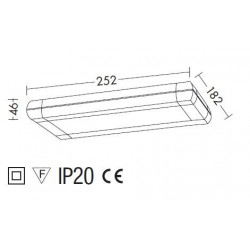 ROSSINI ILLUMINAZIONE WIR108GR WIRE APPARECCHIO RETTANGOLARE A LED IN ALLUMINIO 12W+8W 4000K