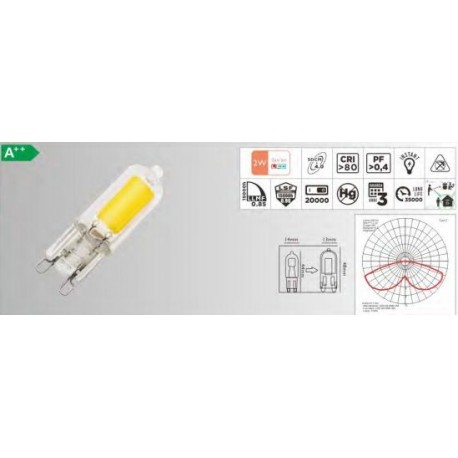 MARINO CRISTAL 21478 STD G9LED 2700°K G9 2W CONFEZIONE 10 LAMPADINE