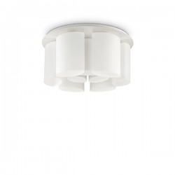 IDEAL-LUX ALMOND PL9 PLAFONIERA IN METALLO BIANCO E DIFFUSORI IN VETRO ACIDATO 9x60W E27