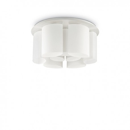 IDEAL-LUX ALMOND PL9 PLAFONIERA IN METALLO BIANCO E DIFFUSORI IN VETRO ACIDATO 9x60W E27