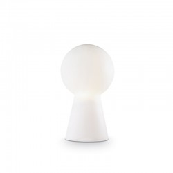 IDEAL-LUX BIRILLO TL1 MEDIUM LAMPADA DA TAVOLO BIANCA IN VETRO SOFFIATO ACIDATO 60W