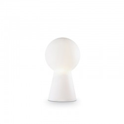 IDEAL-LUX BIRILLO TL1 SMALL LAMPADA DA TAVOLO BIANCA IN VETRO SOFFIATO ACIDATO 60W