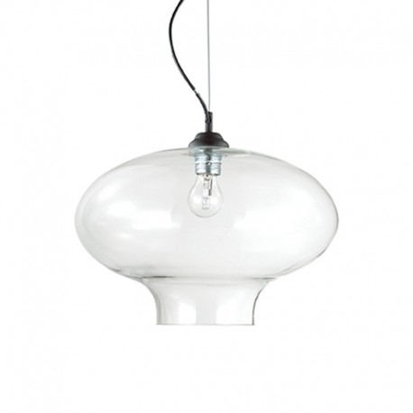 IDEAL-LUX BISTRO' SP1 ROUND IN VETRO TRASPARENTE MODELLATO ARTIGIANALMENTE 60W