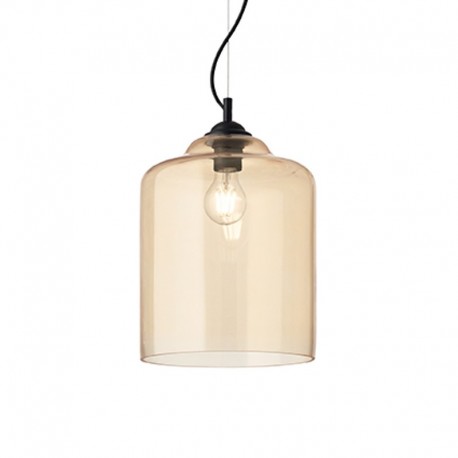 IDEAL-LUX BISTRO' SP1 SQUARE IN VETRO AMBRA MODELLATO ARTIGIANALMENTE 60W