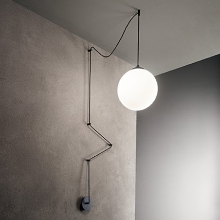 IDEAL LUX BOA SP1 SOSPENSIONE IN METALLO NERO OPACO E DIFFUSORE BIANCO ACIDATO 60W