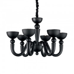 IDEAL-LUX BON BON SP6 SOSPENSIONE IN METALLO NERO E BOBECHE IN VETRO 