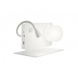 IDEAL-LUX BOOK-1 AP2 APPLIQUE IN METALLO BIANCO E VETRO SATINATO CON DOPPIO INTERRUTTORE