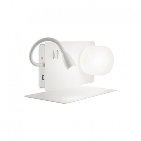 IDEAL-LUX BOOK-1 AP2 APPLIQUE IN METALLO BIANCO E VETRO SATINATO CON DOPPIO INTERRUTTORE