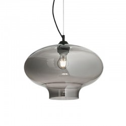 IDEAL-LUX BISTRO' SP1 ROUND IN VETRO FUME' MODELLATO ARTIGIANALMENTE 60W