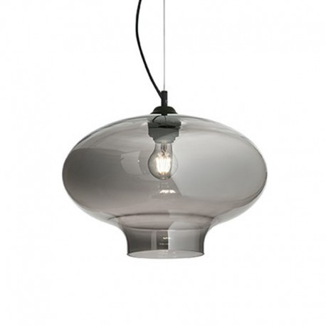 IDEAL-LUX BISTRO' SP1 ROUND IN VETRO FUME' MODELLATO ARTIGIANALMENTE 60W