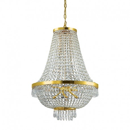 IDEAL-LUX CAESAR SP12 SOSPENSIONE IN CRISTALLO MOLATO E FINITURE ORO 12x40W G9