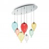 IDEAL-LUX CLOWN SP7 SOSPENSIONE IN METALLO E VETRO SOFFIATO COLORATO 7x28W G9