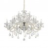 IDEAL LUX COLOSSAL SP15 SOSPENSIONE CROMATA CON BRACCI IN VETRO COLOR AVORIO E PENDAGLI IN CRISTALLO