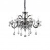 IDEAL LUX COLOSSAL SP6 SOSPENSIONE CROMATA CON BRACCI IN VETRO COLOR GRIGIO E PENDAGLI IN CRISTALLO