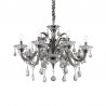 IDEAL-LUX COLOSSAL SP8 SOSPENSIONE CROMATA CON BRACCI IN VETRO GRIGIO E PENDAGLI IN CRISTALLO