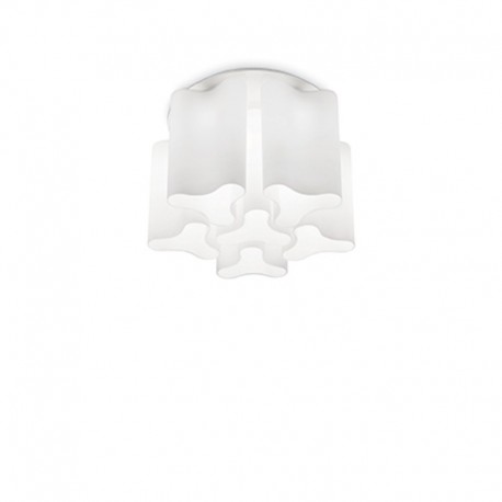 IDEAL-LUX COMPO PL6 PLAFONIERA IN METALLO CON ELEMENTI IN VETRO SOFFIATO ACIDATO 6x60W