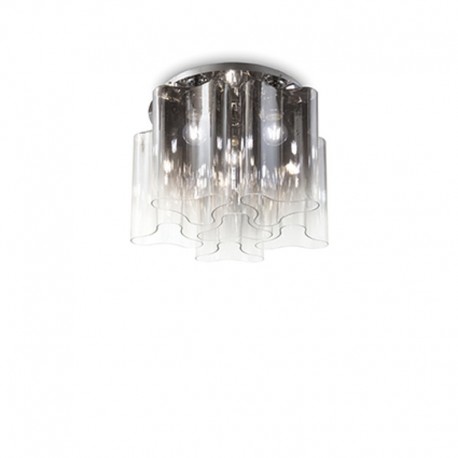 IDEAL-LUX COMPO PL6 PLAFONIERA IN METALLO CON ELEMENTI IN VETRO TRASPARENTE FUME' 6x60W