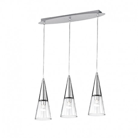 IDEAL-LUX CONO SP3 SOSPENSIONE CROMO CON VETRO TRASPARENTE 3x40W