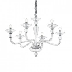 IDEAL-LUX DANIELI SP6 SOSPENSIONE IN METALLO CROMATO E VETRO TRASPARENTE 6x40W