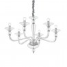 IDEAL-LUX DANIELI SP6 SOSPENSIONE IN METALLO CROMATO E VETRO TRASPARENTE 6x40W