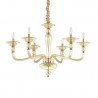 IDEAL-LUX DANIELI SP6 SOSPENSIONE IN METALLO DORATO E VETRO COLOR AMBRA 6x40W
