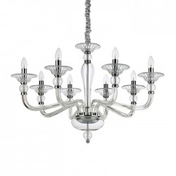 IDEAL-LUX DANIELI SP8 SOSPENSIONE IN METALLO CROMATO E VETRO TRASPARENTE 8x40W