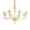 IDEAL LUX DANIELI SP8 SOSPENSIONE IN METALLO DORATO E VETRO COLOR AMBRA 8x40W