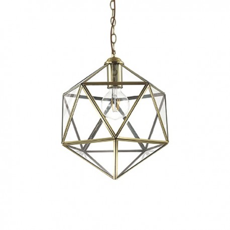 IDEAL-LUX DECA SP1 BIG SOSPENSIONE IN METALLO BRUNITO E LASTRE DI VETRO TRASPARENTE 60W E27