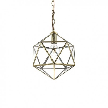 IDEAL-LUX DECA SP1 SMALL SOSPENSIONE IN METALLO BRUNITO E LASTRE DI VETRO TRASPARENTE 60W E27