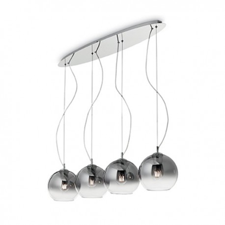 IDEAL-LUX DISCOVERY FADE SP4 SOSPENSIONE CON DIFFUSORI IN VETRO RIFINITI CROMO SFUMATO 4x60W E27