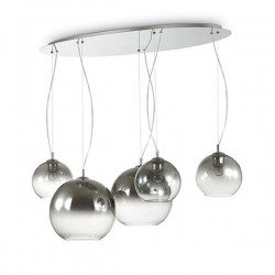 IDEAL-LUX DISCOVERY FADE SP5 SOSPENSIONE CON DIFFUSORI IN VETRO RIFINITI CROMO SFUMATO 5x60W E27