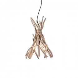 IDEAL-LUX DRIFTWOOD SP1 SOSPENSIONE CON STRUTTURA IN RAMI DI LEGNO NATURALE 60W E27