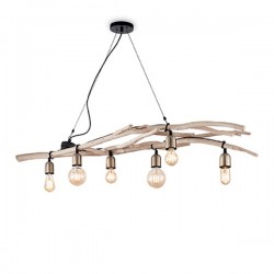 IDEAL-LUX DRIFTWOOD SP6 SOSPENSIONE CON STRUTTURA IN RAMI DI LEGNO NATURALE 6x60W E27