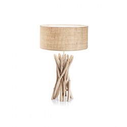 IDEAL-LUX DRIFTWOOD TL1 LAMPADA DA TAVOLO CON STRUTTURA IN RAMI DI LEGNO NATURALE E DIFFUSORE IN TESSUTO CANVANS 1x60W E27