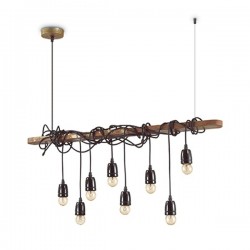 IDEAL-LUX ELECTRIC SP8 SOSPENSIONE IN METALLO CORTEN CON PORTALAMPADA IN CERAMICA 8x60W E27