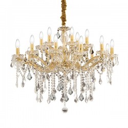IDEAL-LUX FLORIAN SP18 SOSPENSIONE DORATA IN METALLO CON ELEMENTI IN VETRO E CRISTALLO MOLATO 18x40W  E14 