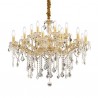 IDEAL-LUX FLORIAN SP18 SOSPENSIONE DORATA IN METALLO CON ELEMENTI IN VETRO E CRISTALLO MOLATO 18x40W  E14 