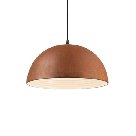 IDEAL LUX FOLK SP1 D40 SOSPENSIONE IN METALLO DECORATO CON EFFETTO OSSIDATO CORTEN  CON PARABOLA INTERNA BIANCA 60W 