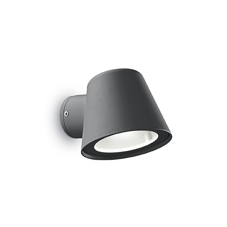 IDEAL-LUX GAS AP1 APPLIQUE IN ALLUMINIO ANTRACITE CON DIFFUSORE VETRO IP43