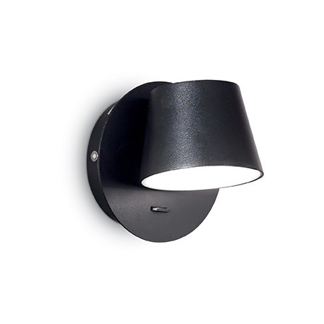 IDEAL-LUX GIM AP1 APPLIQUE LED NERA CON DIFFUSORE RUOTABILE ED INTERRUTTORE INTEGRATO 6W