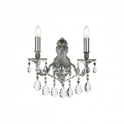 IDEAL LUX GIOCONDA AP2 IN FUSIONE DI METALLO ARGENTO E CRISTALLO MOLATO 2x40W E14