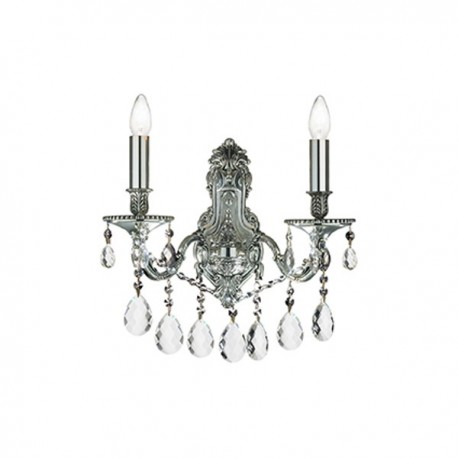 IDEAL LUX GIOCONDA AP2 IN FUSIONE DI METALLO ARGENTO E CRISTALLO MOLATO 2x40W E14