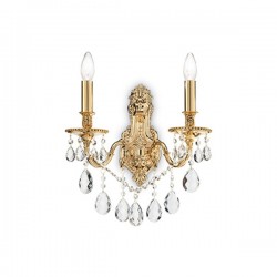 IDEAL LUX GIOCONDA AP2 IN FUSIONE DI METALLO ORO E CRISTALLO MOLATO 2x40W E14