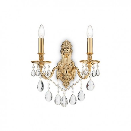 IDEAL LUX GIOCONDA AP2 IN FUSIONE DI METALLO ORO E CRISTALLO MOLATO 2x40W E14