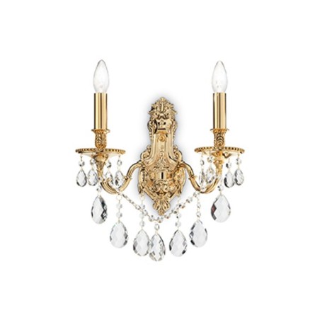 IDEAL LUX GIOCONDA AP2 IN FUSIONE DI METALLO ORO E CRISTALLO MOLATO 2x40W E14