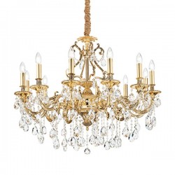 IDEAL LUX GIOCONDA SP12 SOSPENSIONE IN FUSIONE DI METALLO ORO E CRISTALLO MOLATO 12x40W E14