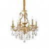 IDEAL LUX GIOCONDA SP6 SOSPENSIONE IN FUSIONE DI METALLO ORO E CRISTALLO MOLATO 6x40W E14