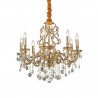 IDEAL LUX GIOCONDA SP8 SOSPENSIONE IN FUSIONE DI METALLO ORO E CRISTALLO MOLATO 8x40W E14
